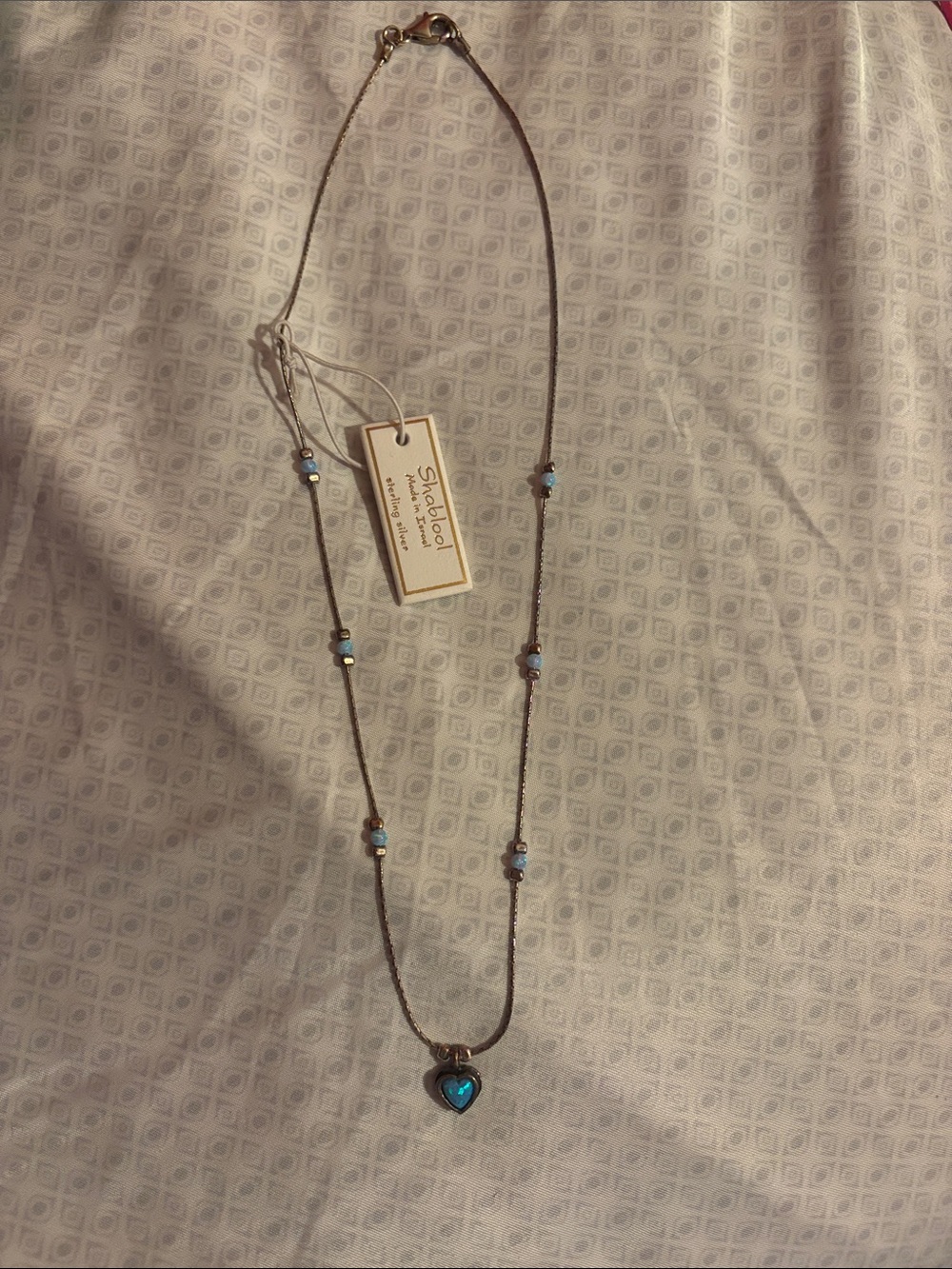 Blue Heart Pendant Necklace - Women's Sterling Silver Chain